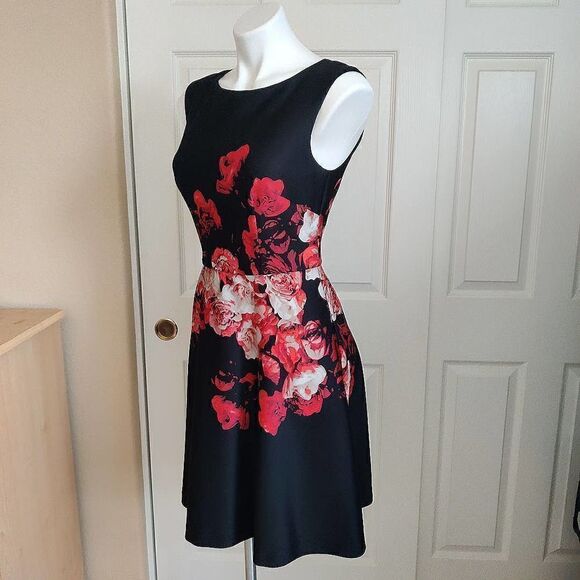 Adrianna Papell rose floral fit and flare dress sz 2 - Picture 4 of 9